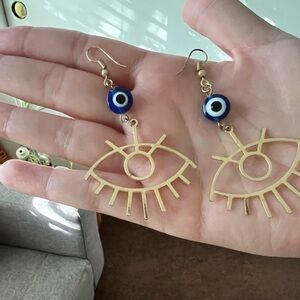 Gold plated evil eye earrings